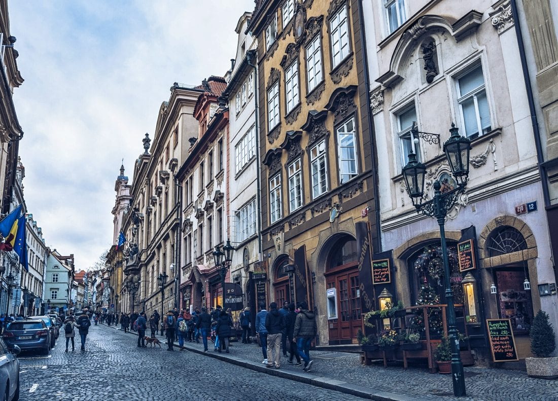 People walking around Mala Strana in Prague